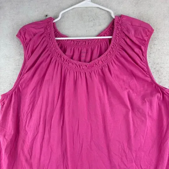 Preswick & Moore Sleeveless Blouse Women's 2X Bubblegum Pink 100% Cotton Stretch - Picture 4 of 8